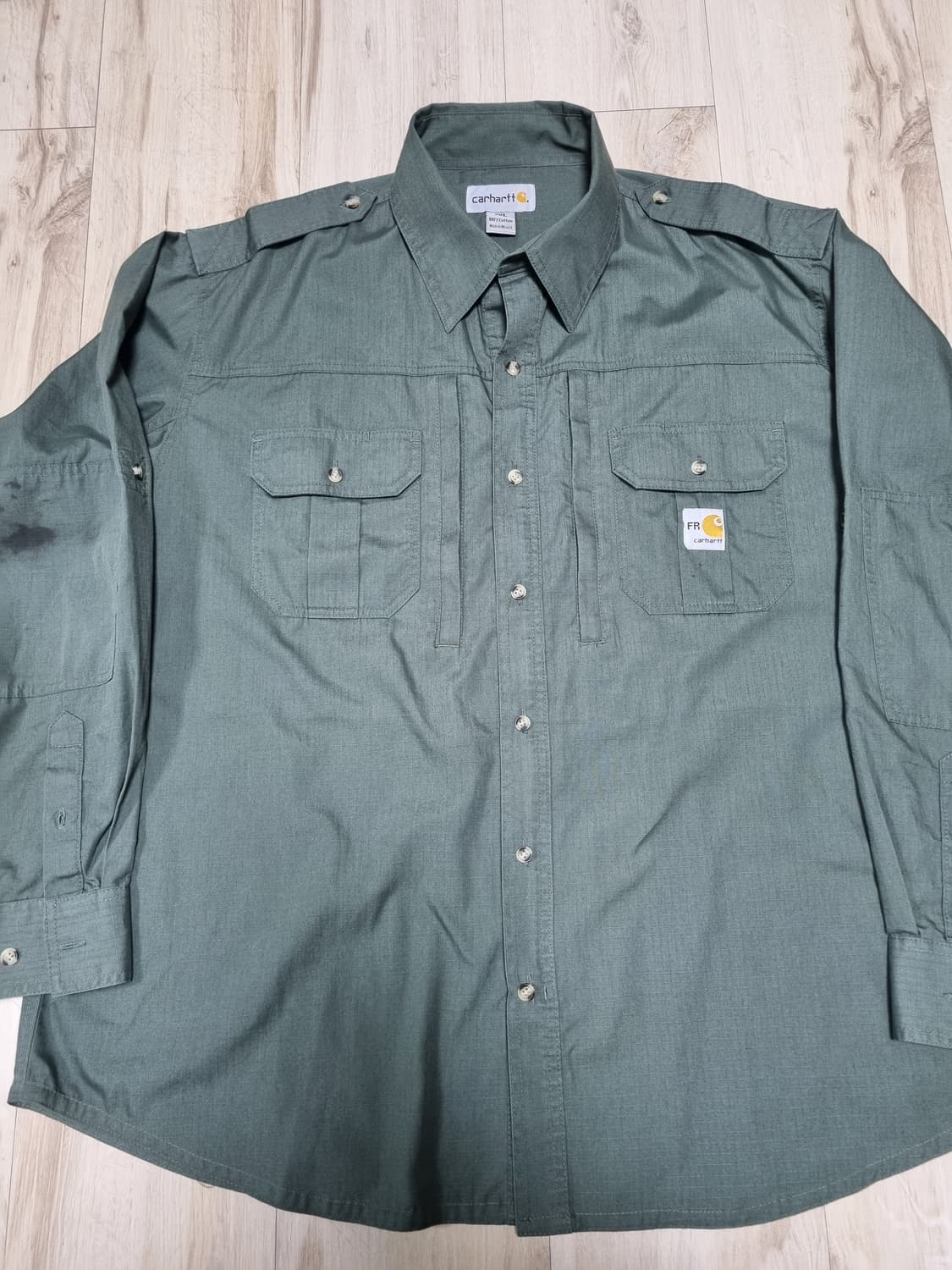 칼하트 FR 견장 카키 워크셔츠 XXL 상품이미지1