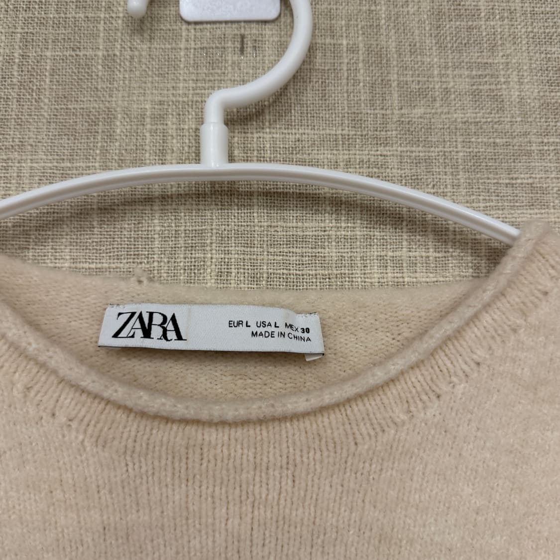 자라 울블렌드 반팔 니트 스웨터 베이지 L 상품이미지2