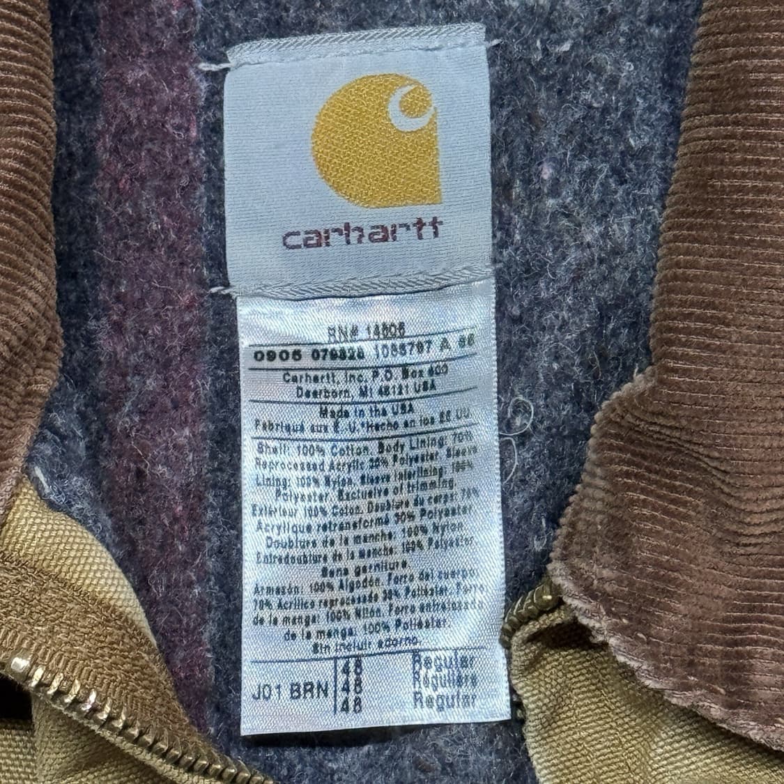 칼하트 J01 디트로이트 로완 컴퍼니스 커스텀 자켓 브라운 상품이미지6