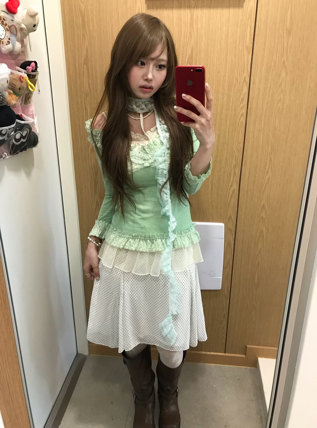 애플민트 페어리 레이스 도트 모리걸 코디세트 상품이미지2