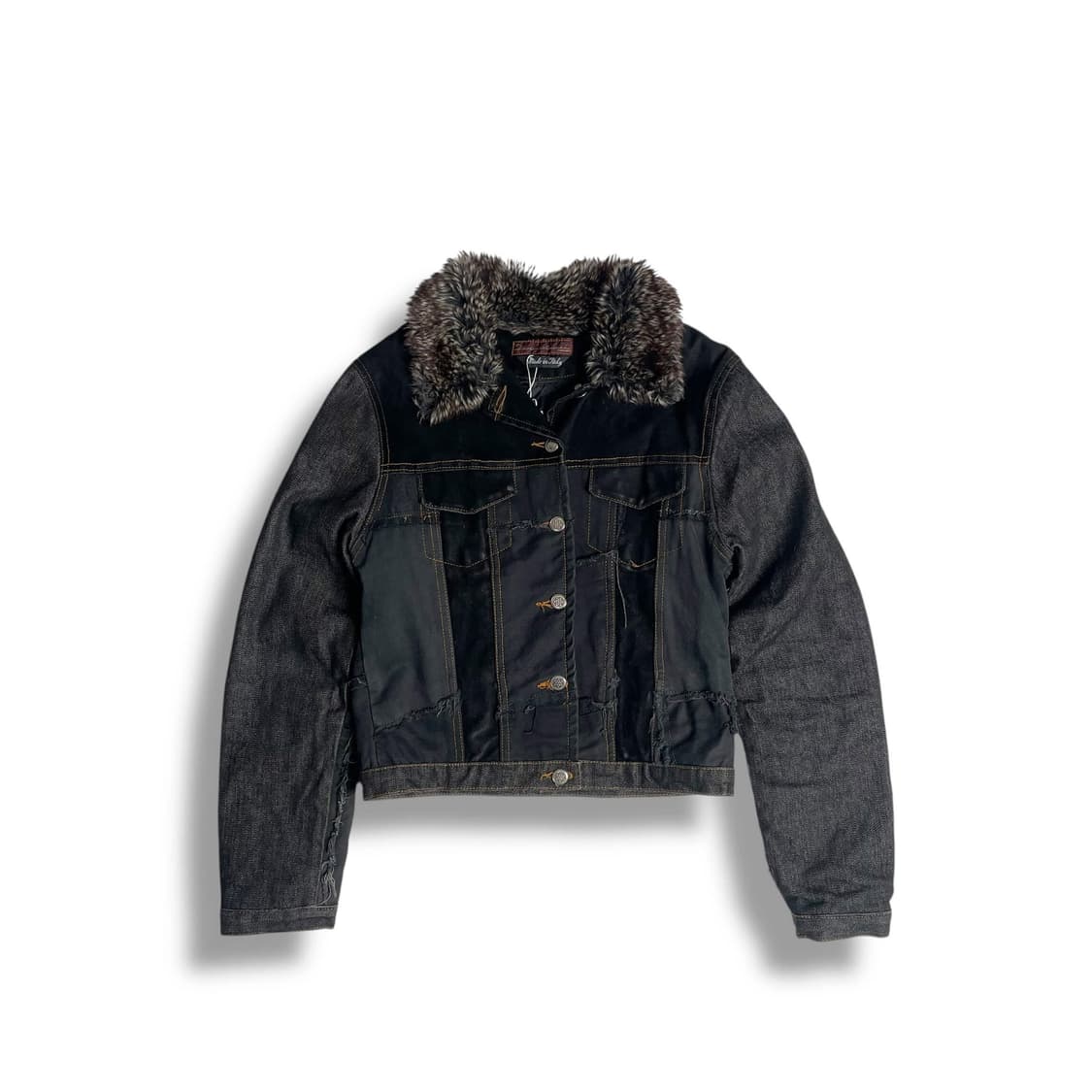 Paolo lastrucci  패치워크 데님 퍼 자켓 (italy)   상품이미지1