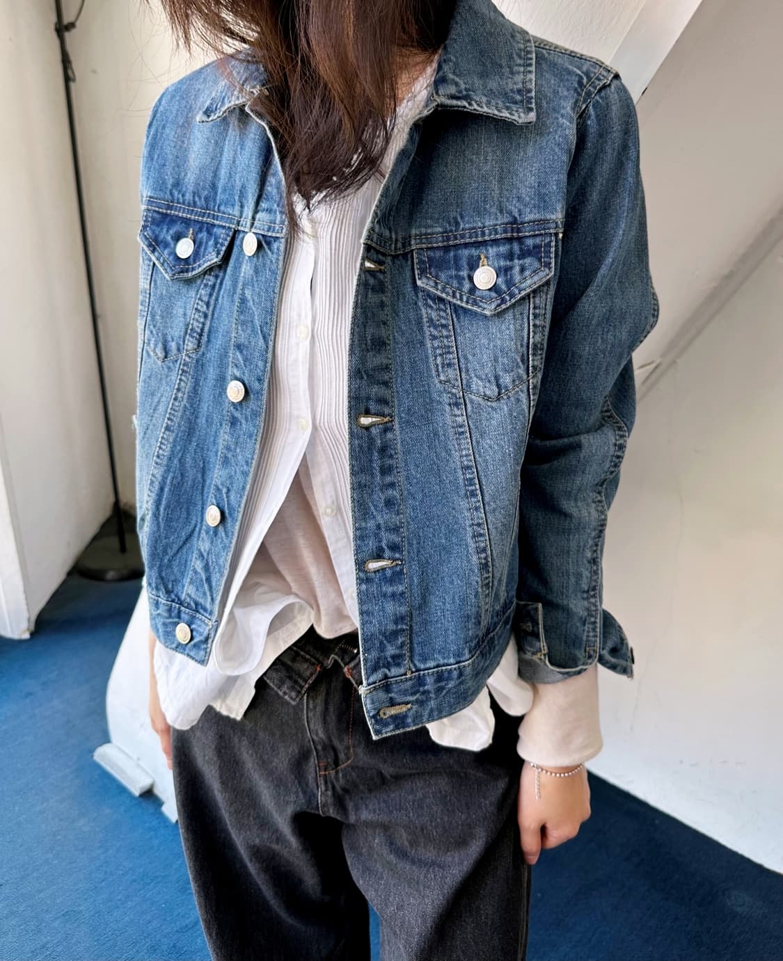 Denim cropped design trucker jacket 상품이미지8