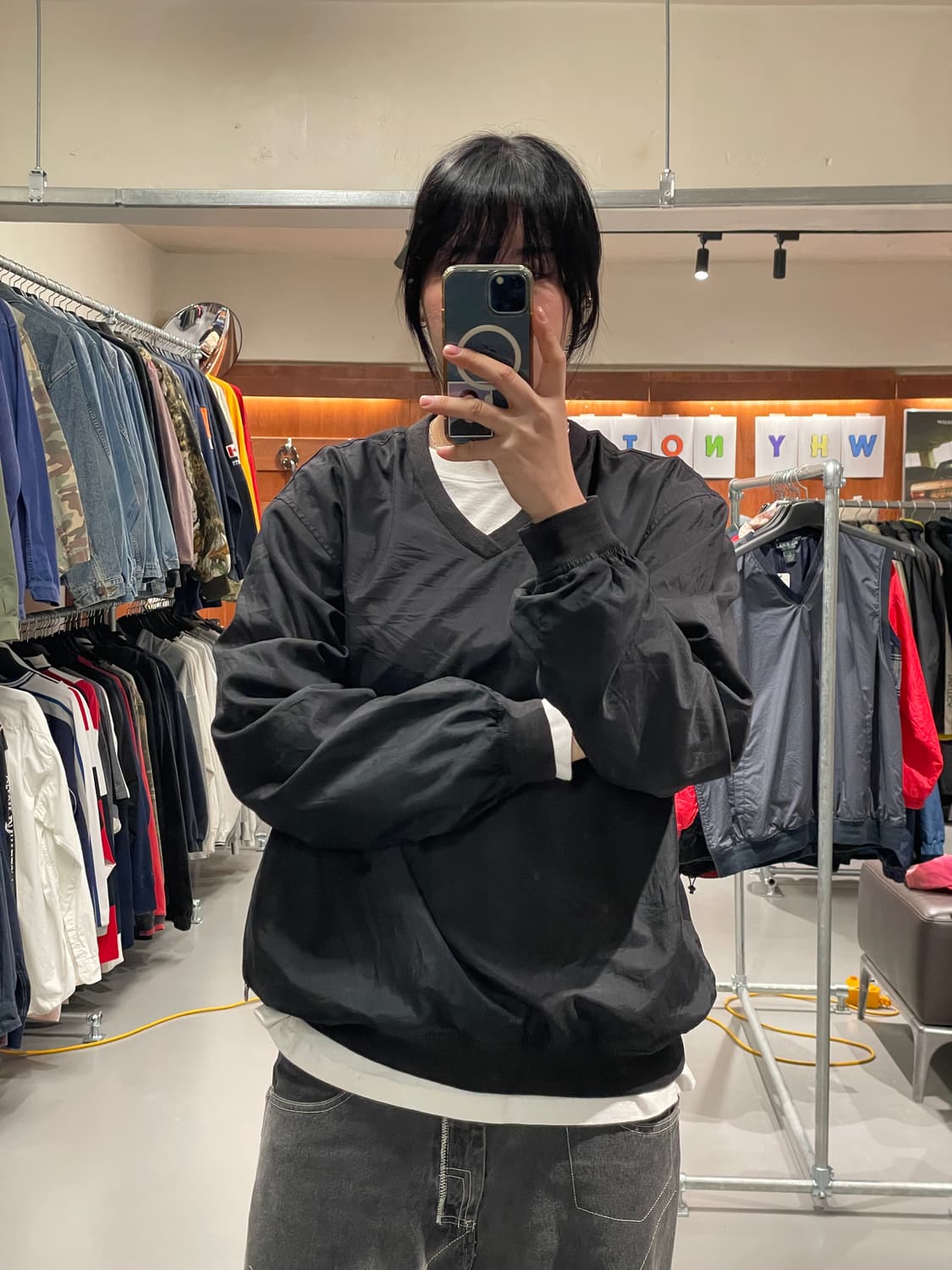 IZOD 빈티지 바람막이 웜업(블랙)   상품이미지2