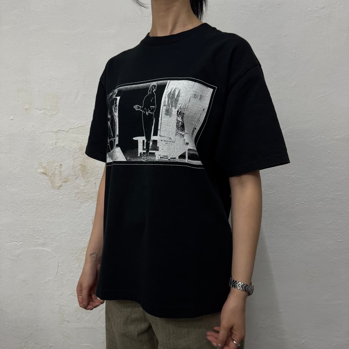 카브엠트(CAVEMPT) 22s 블랙 양면 나염 프린팅 코튼 크루넥 반팔 상품이미지1