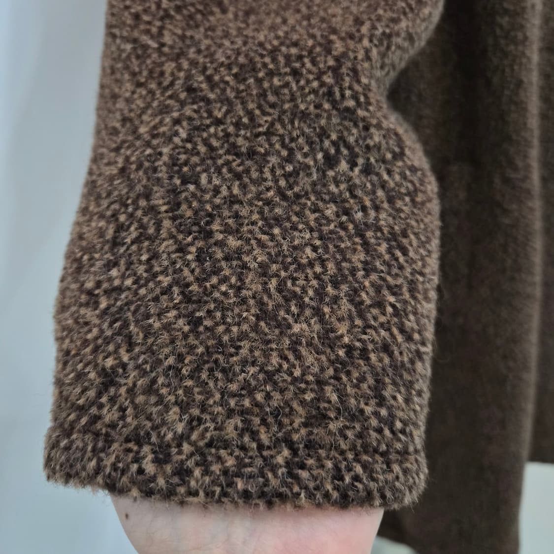 울 100% 브라운 부클 오버핏 코트 상품이미지5