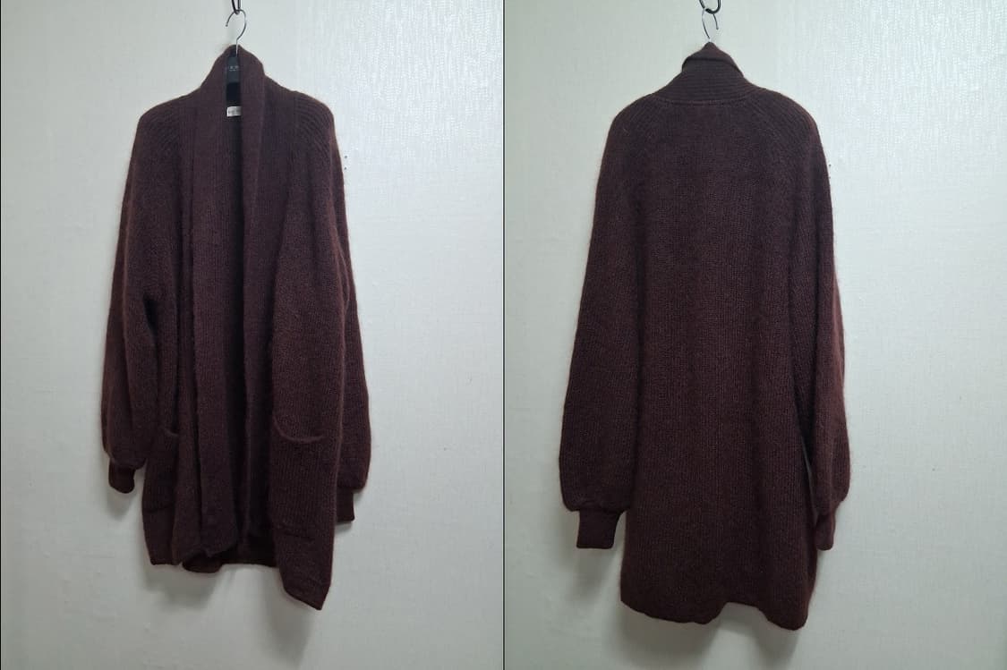 MAY VALENCIA 브라운자주색 모헤야 숄가디건 최고의컨디션 상품이미지2