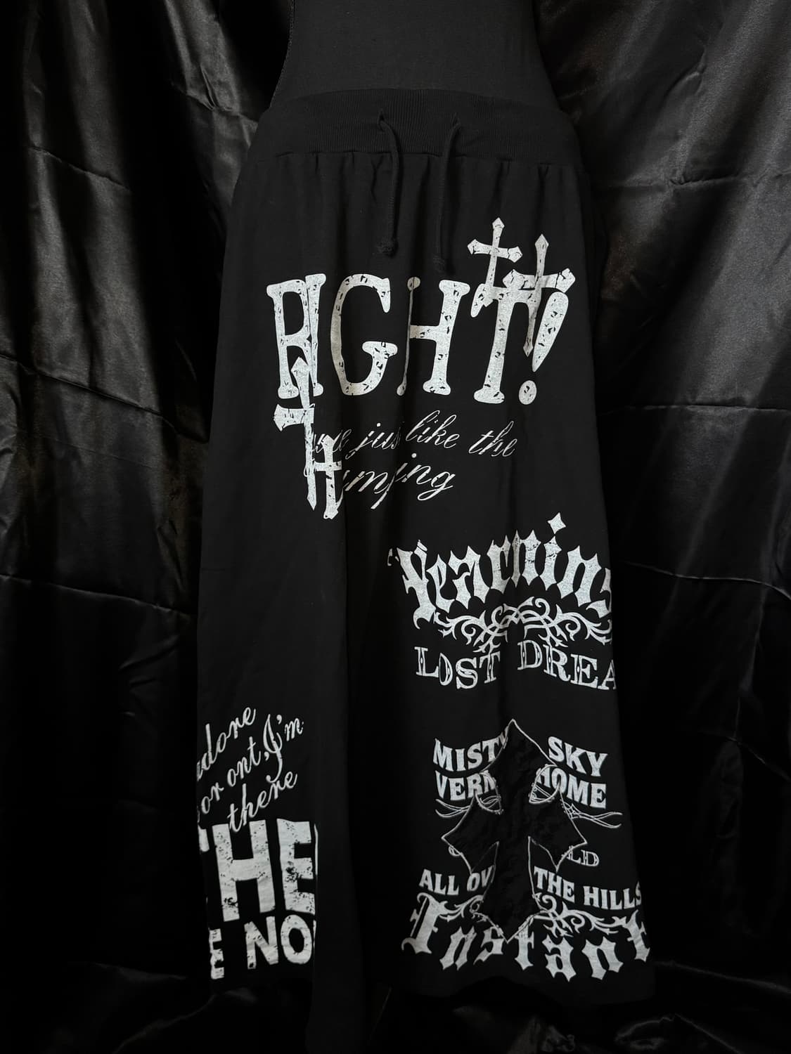 M.K.R 펑크 블랙 해골십자가 밴딩 롱스커트 상품이미지3