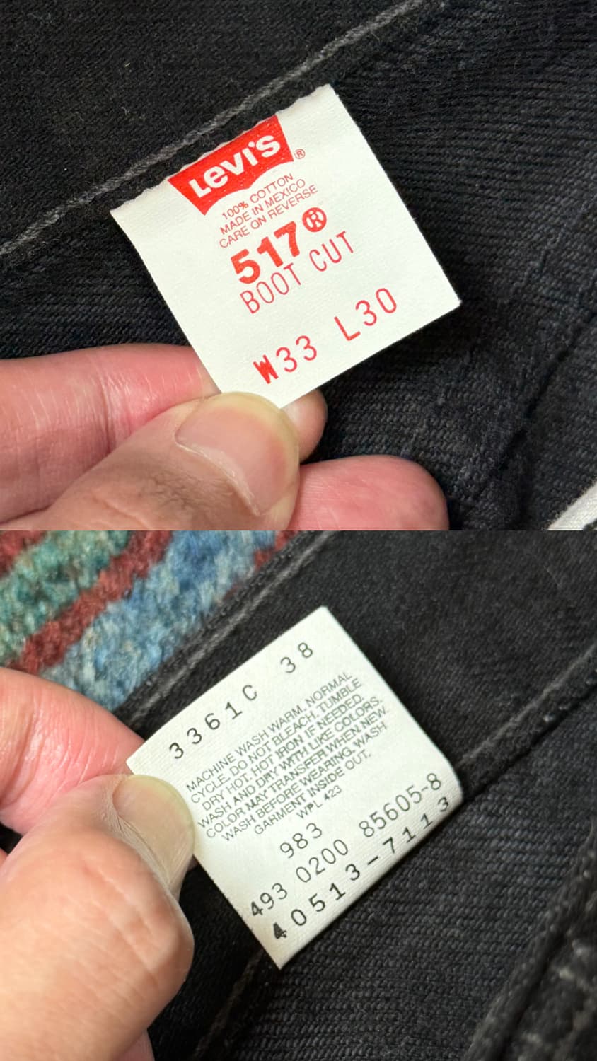 90's 빈티지 리바이스 517 블랙 플레어진 신품급 컨디션 상품이미지10