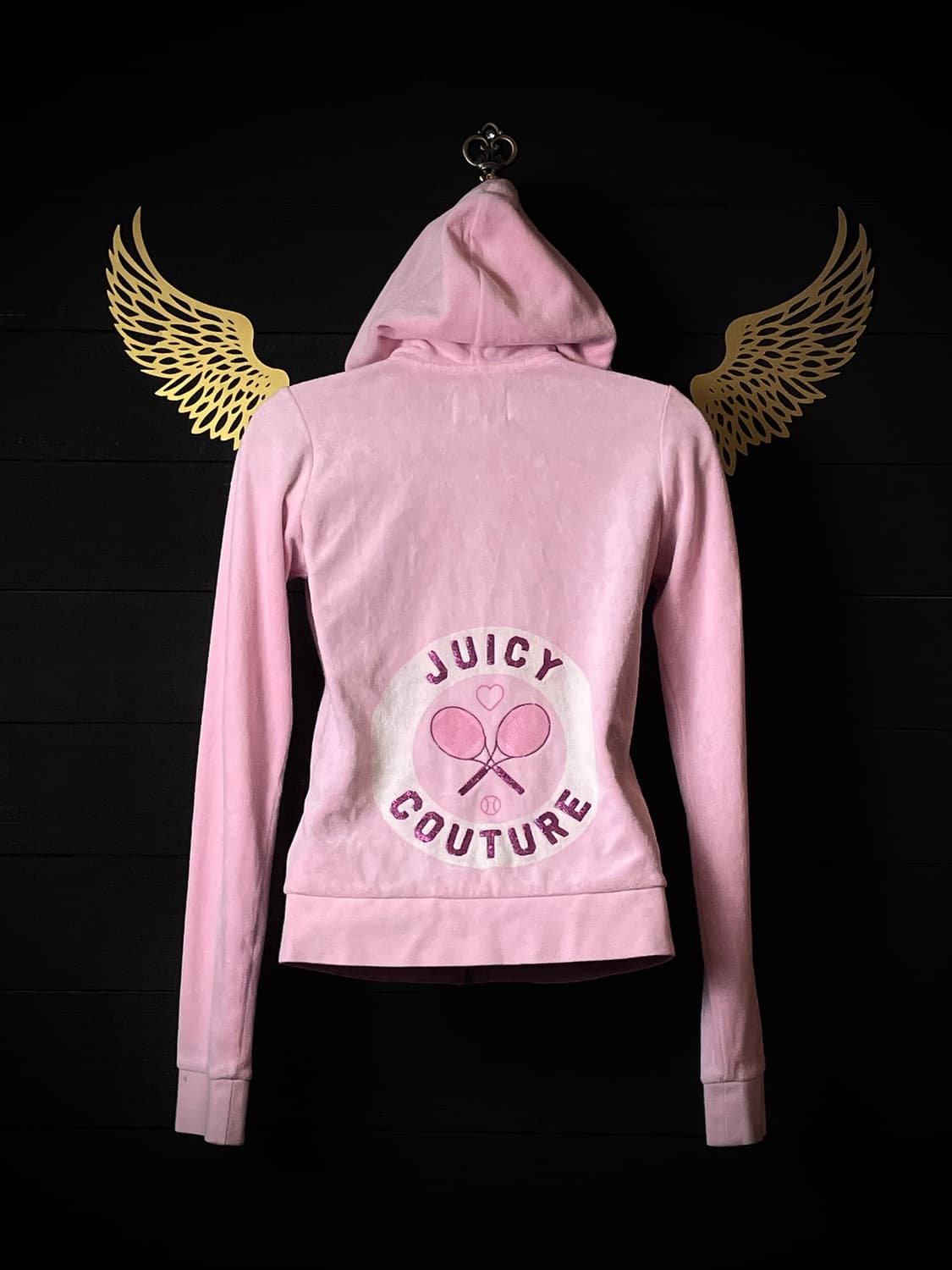 JUICY COUTURE 쥬시꾸뛰르 갸루 핑크 테니스 벨벳 후드집업 상품이미지3