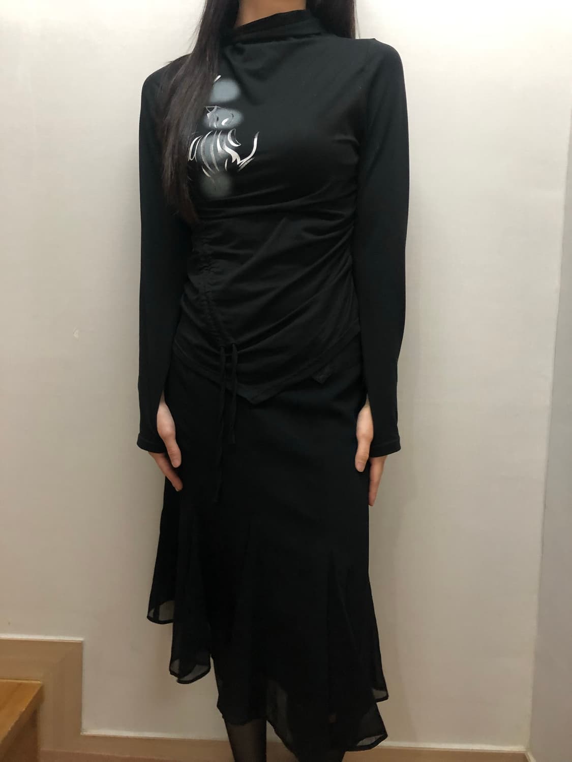 빈티지 블랙 오리엔탈 셔링 탑 상품이미지3