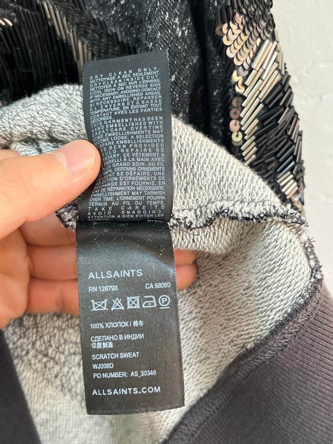 Allsaints 핸드 엠벨리쉬드 스팽글 스웻셔츠 UK 10 상품이미지6