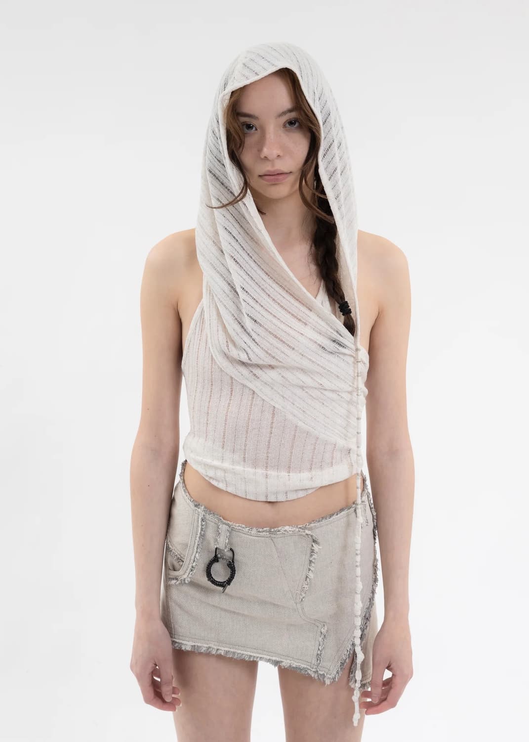 혜인서 후드 홀터 탑 0사이즈 화이트 상품이미지2