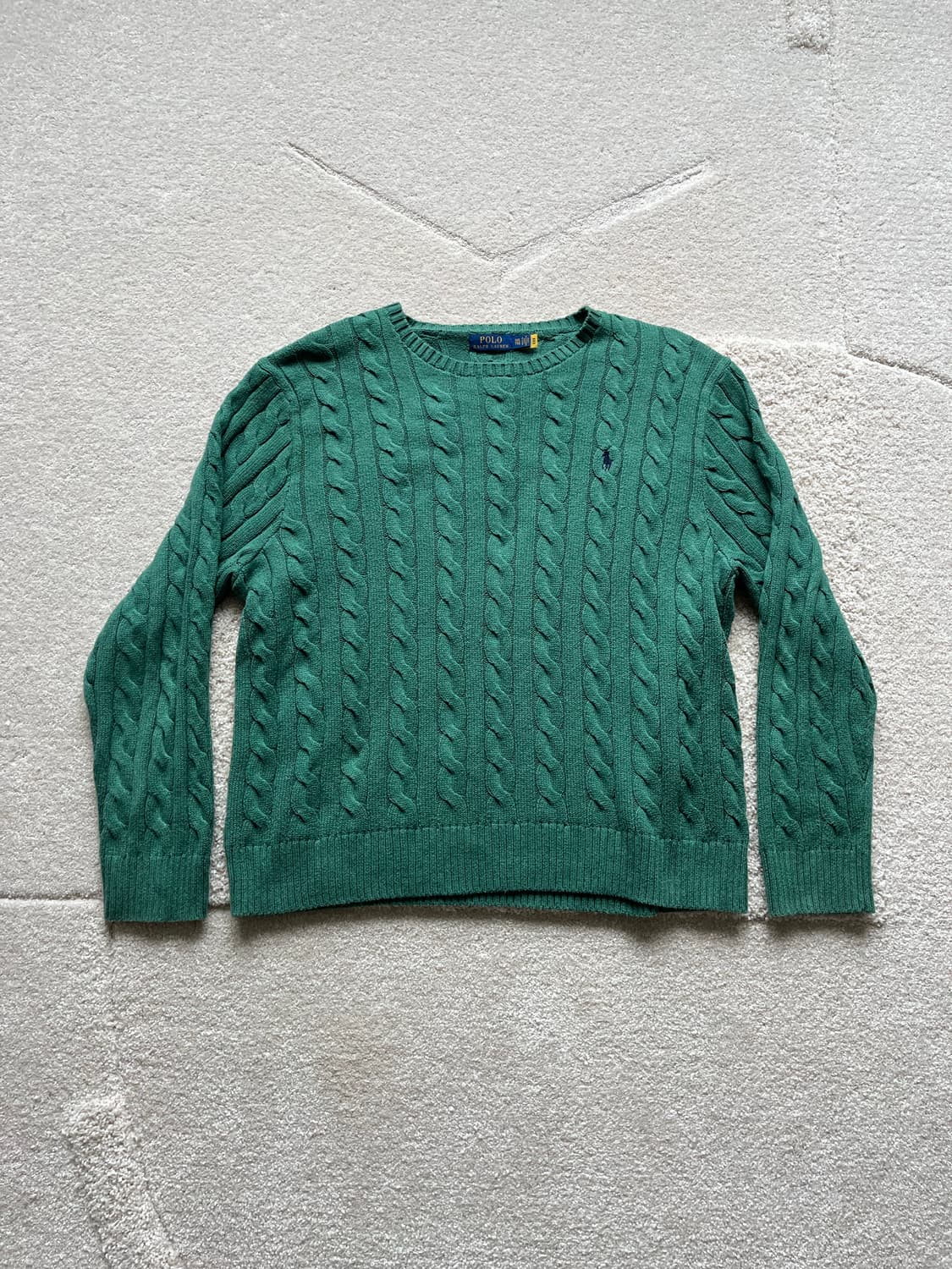 폴로 랄프로렌 케이블 니트 스웨터 그린 (105-110) 상품이미지2