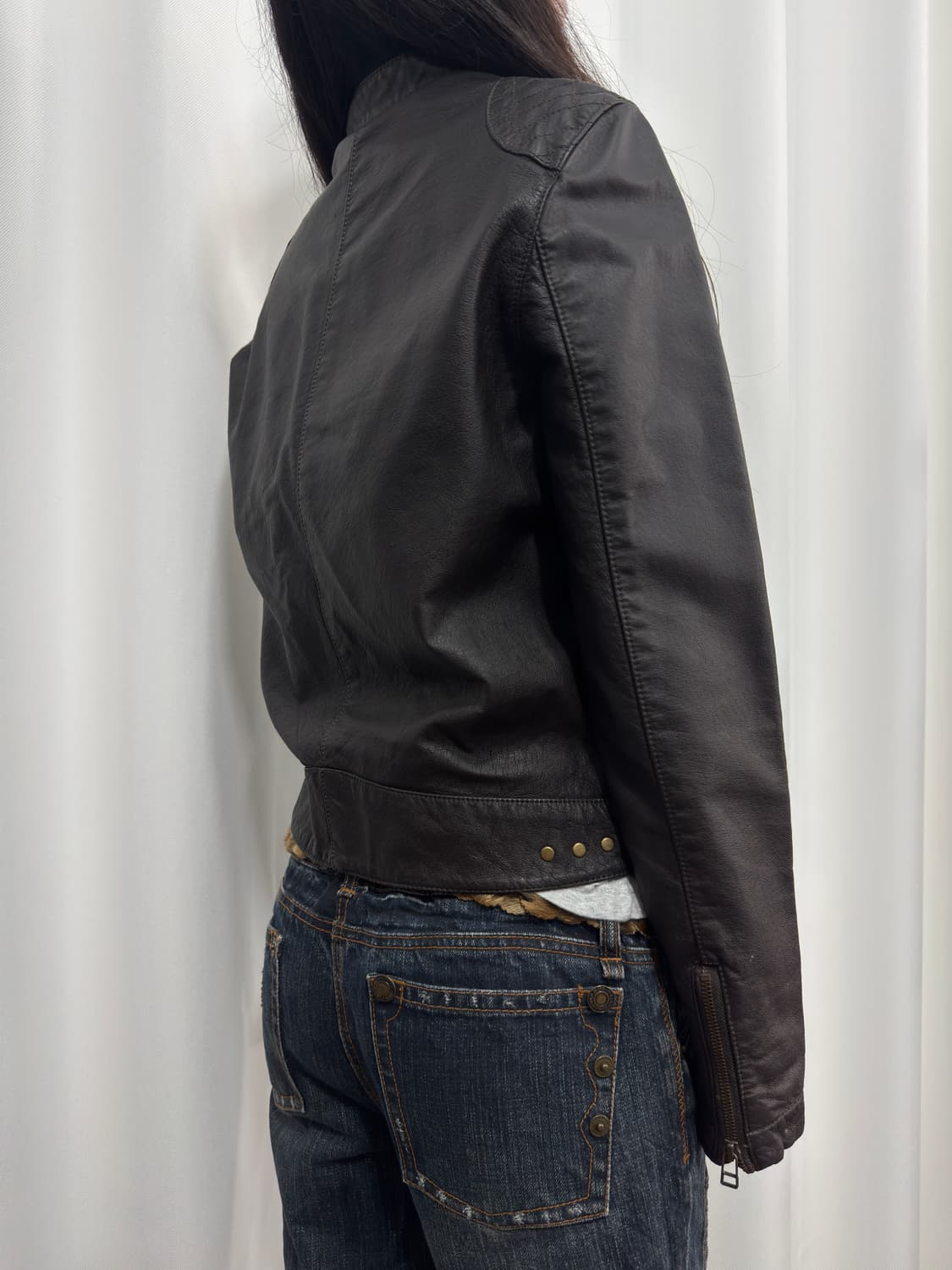 brown leather twoway jacket 상품이미지5