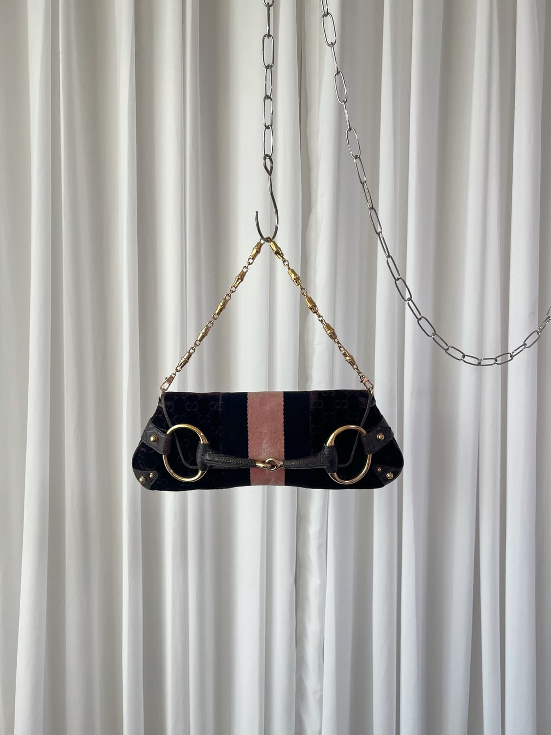 Rare 구찌 홀스빗 FW2004 벨벳 리자드 숄더백 상품이미지1