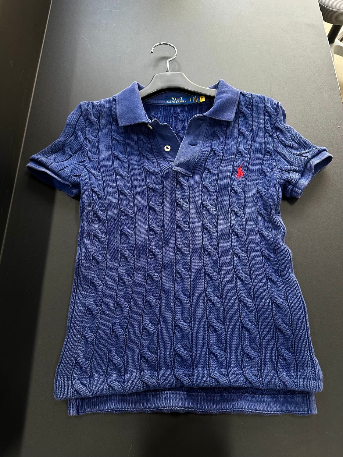 폴로 큐알텍 포니 피그먼트워시드 꽈배기 Pk반팔니트 블루 상품이미지5