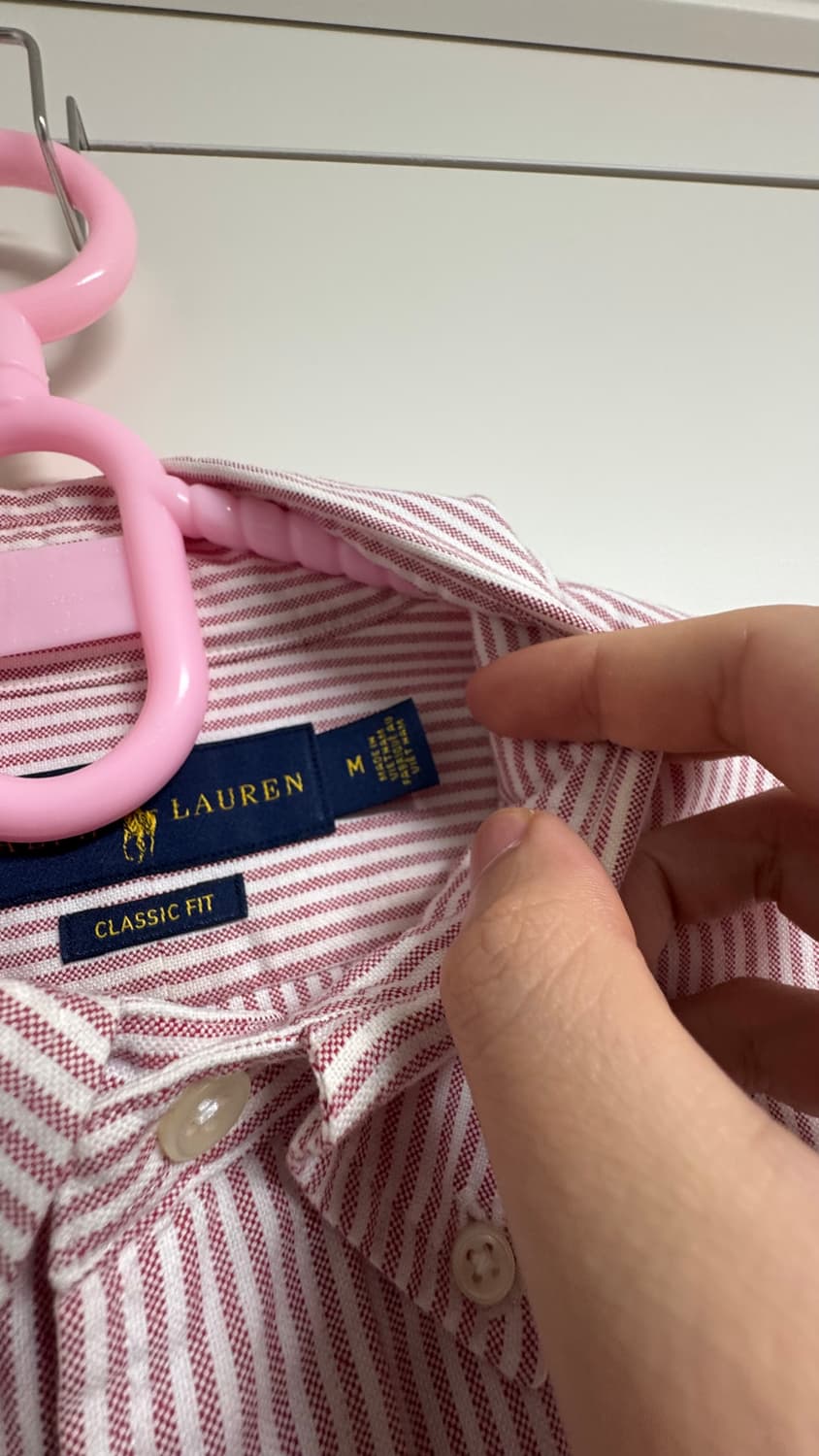 [M] 폴로 랄프 로렌 옥스포드 핑크 스트라이프 셔츠 상품이미지4