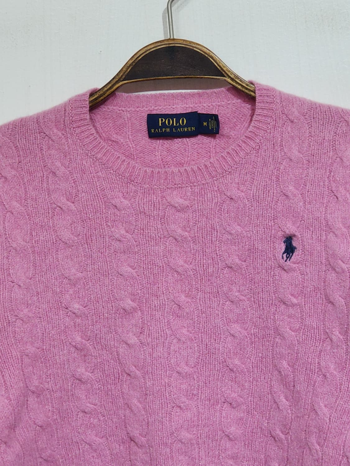 (S) 랄프로렌 폴로 꽈배기 니트 핑크 울 캐시미어 케이블 스웨터  상품이미지2