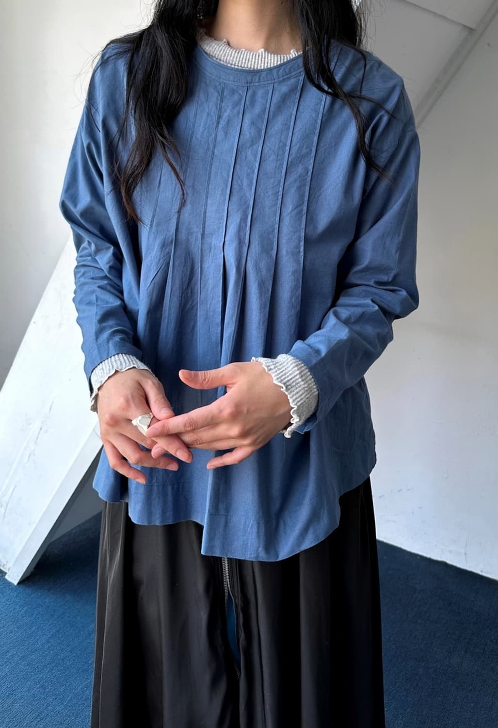 Natural cotton back string design shirt  상품이미지9