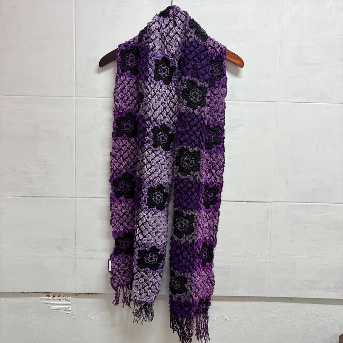 퍼플 그런지 플라워 롱 머플러  상품이미지6