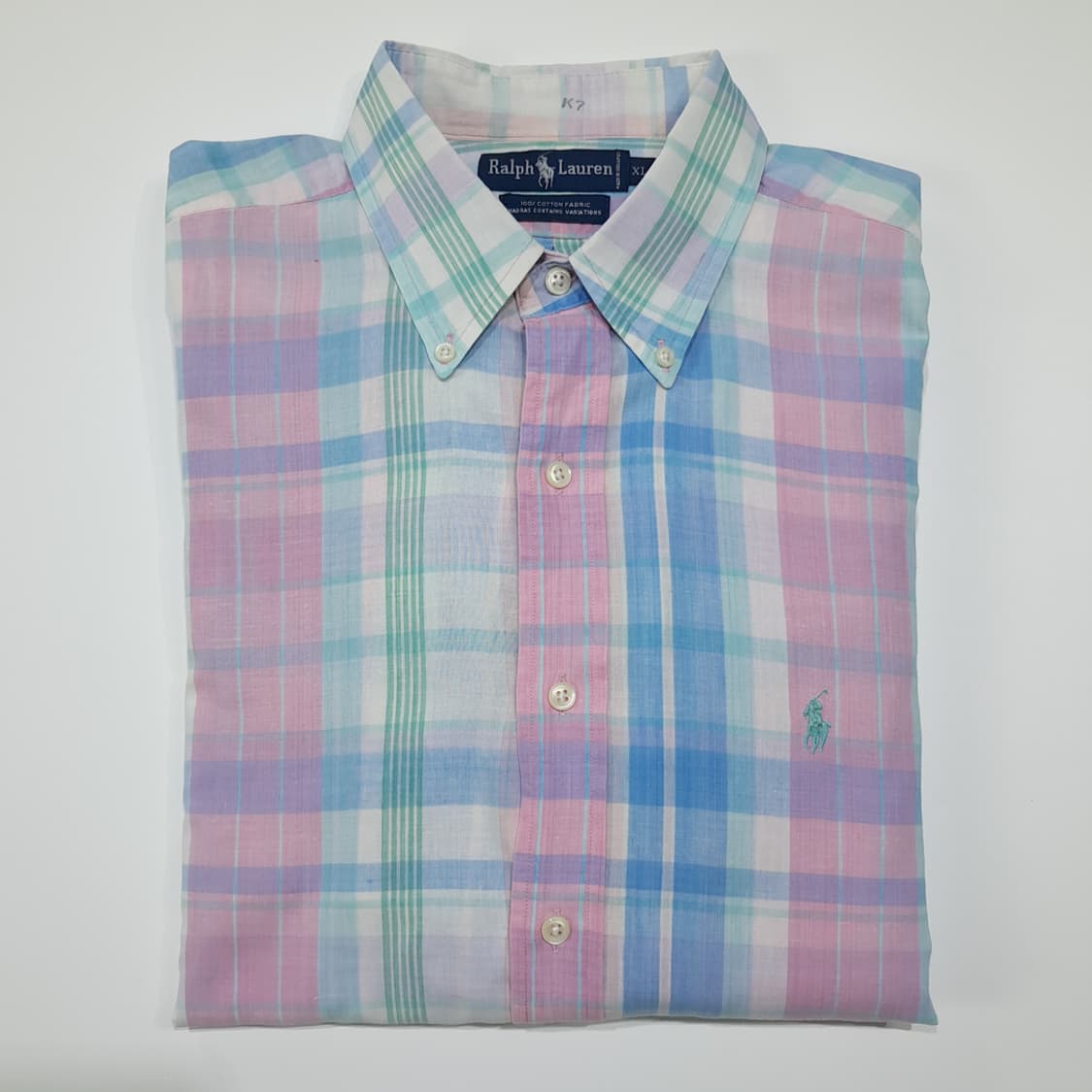 CL619 XL 폴로 80s 싱가포르판 마드라스 체크 파스텔 셔츠 남방 상품이미지7