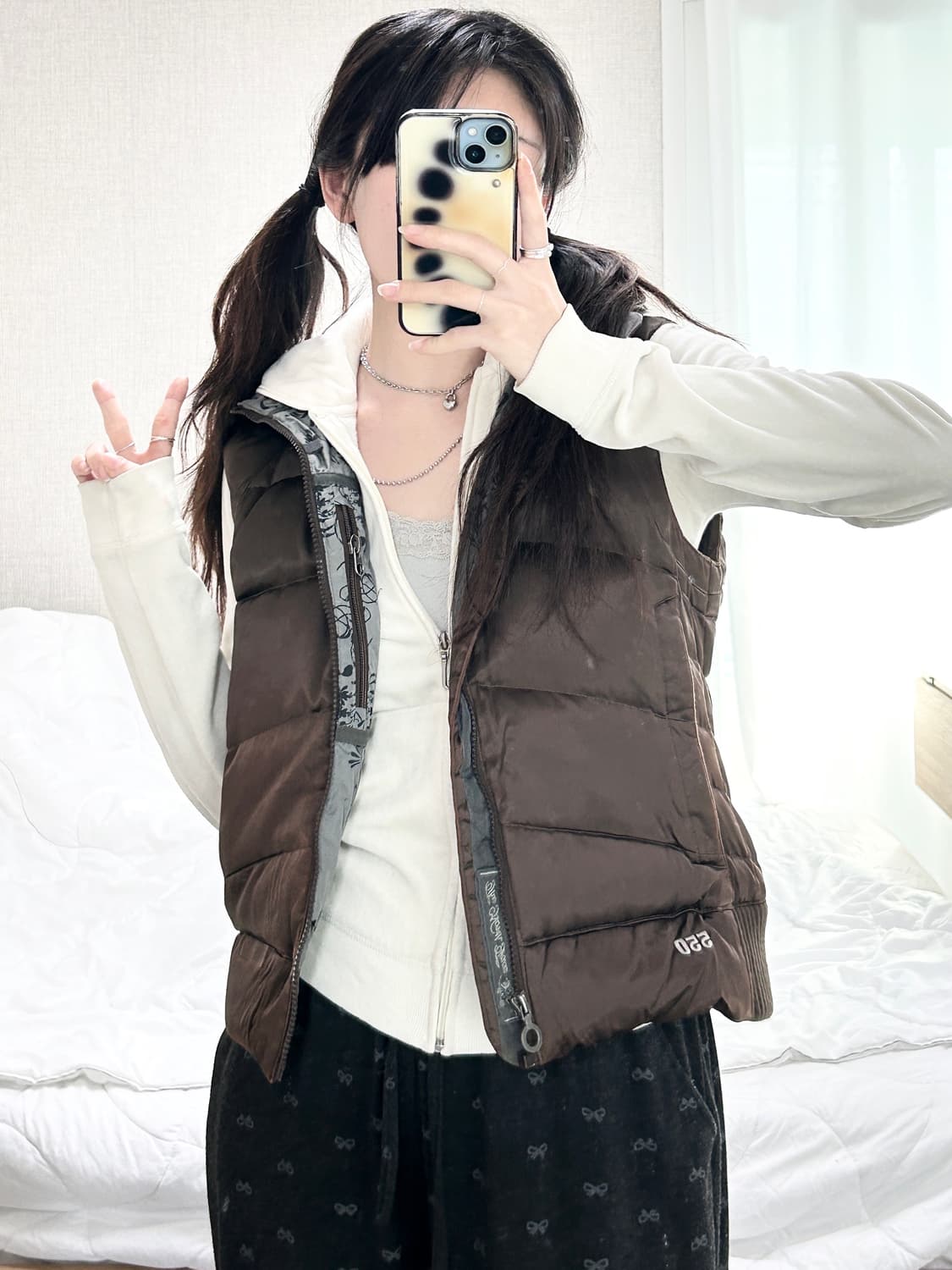 노스페이스 초코 브라운 구스다운 패딩조끼 상품이미지1