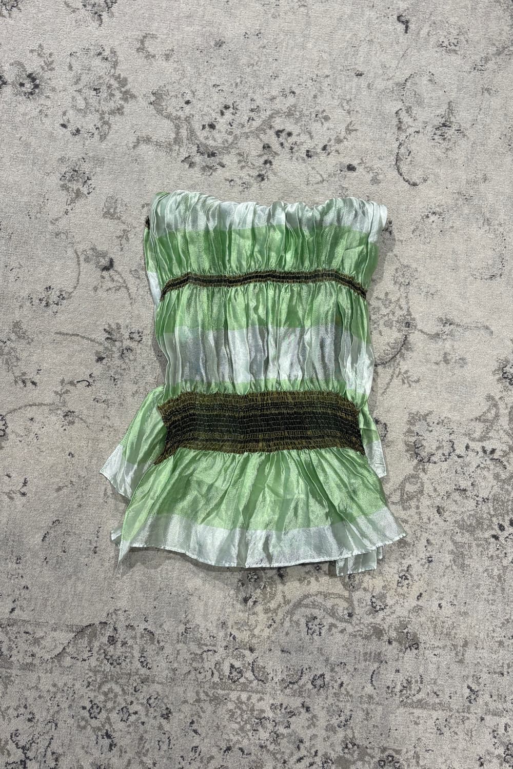 Green Shirred Stripe Scarf 상품이미지2