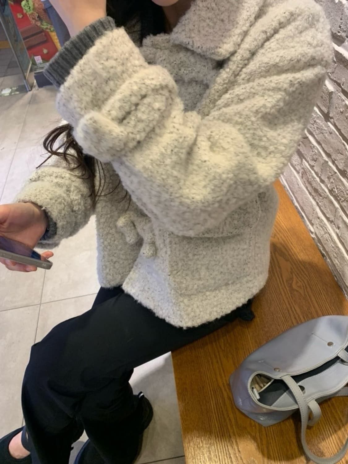 Oro 헤어리 버튼 울 숏 코트 small size 상품이미지1