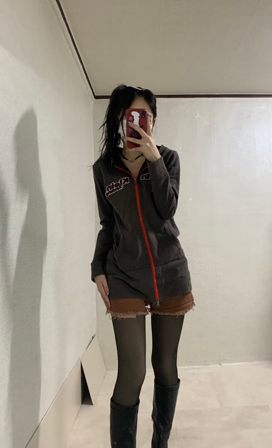 brown 2way hood zip-up 상품이미지1