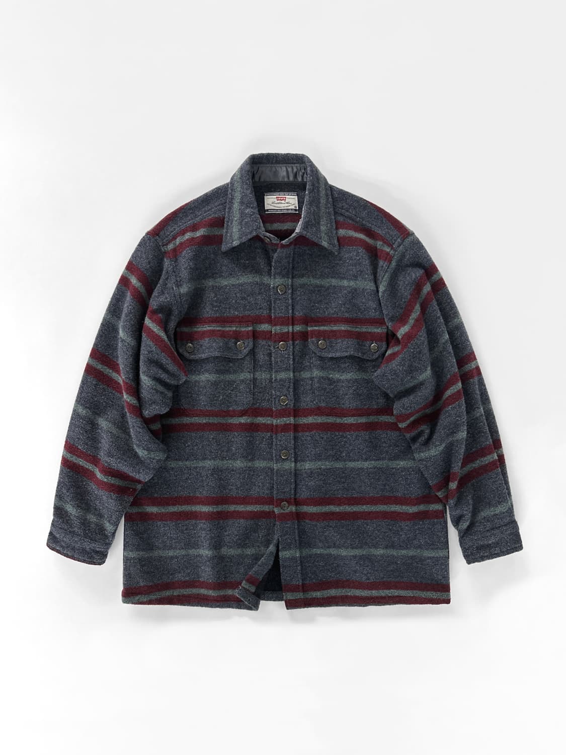 90s 빈티지 리바이스 울 블랜드 스트라이프 셔츠 상품이미지2