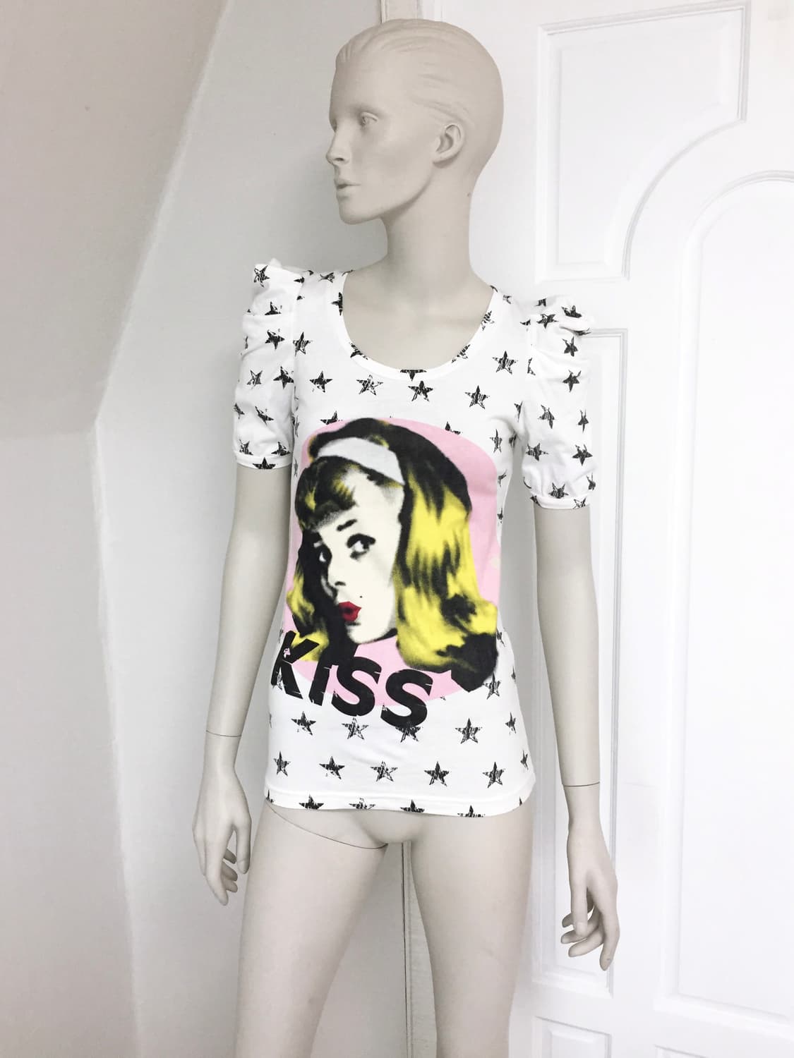 Vintage Printing Kiss Star Puff T-shirts 상품이미지2