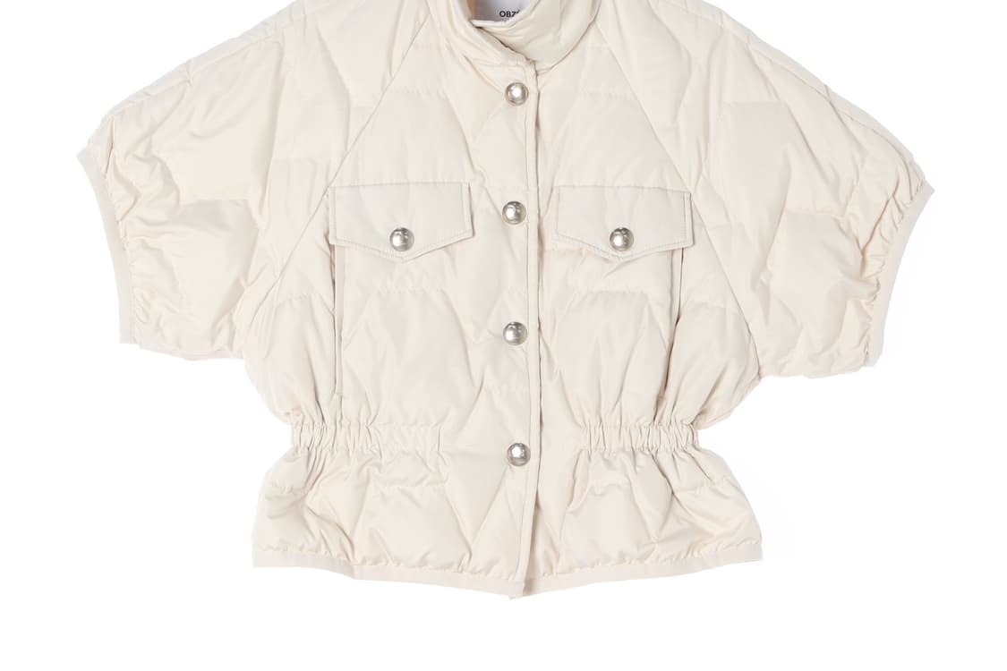 [XS]오브제 라이트베이지 덕다운 오버핏 크롭 반팔 패딩 재킷
 상품이미지3