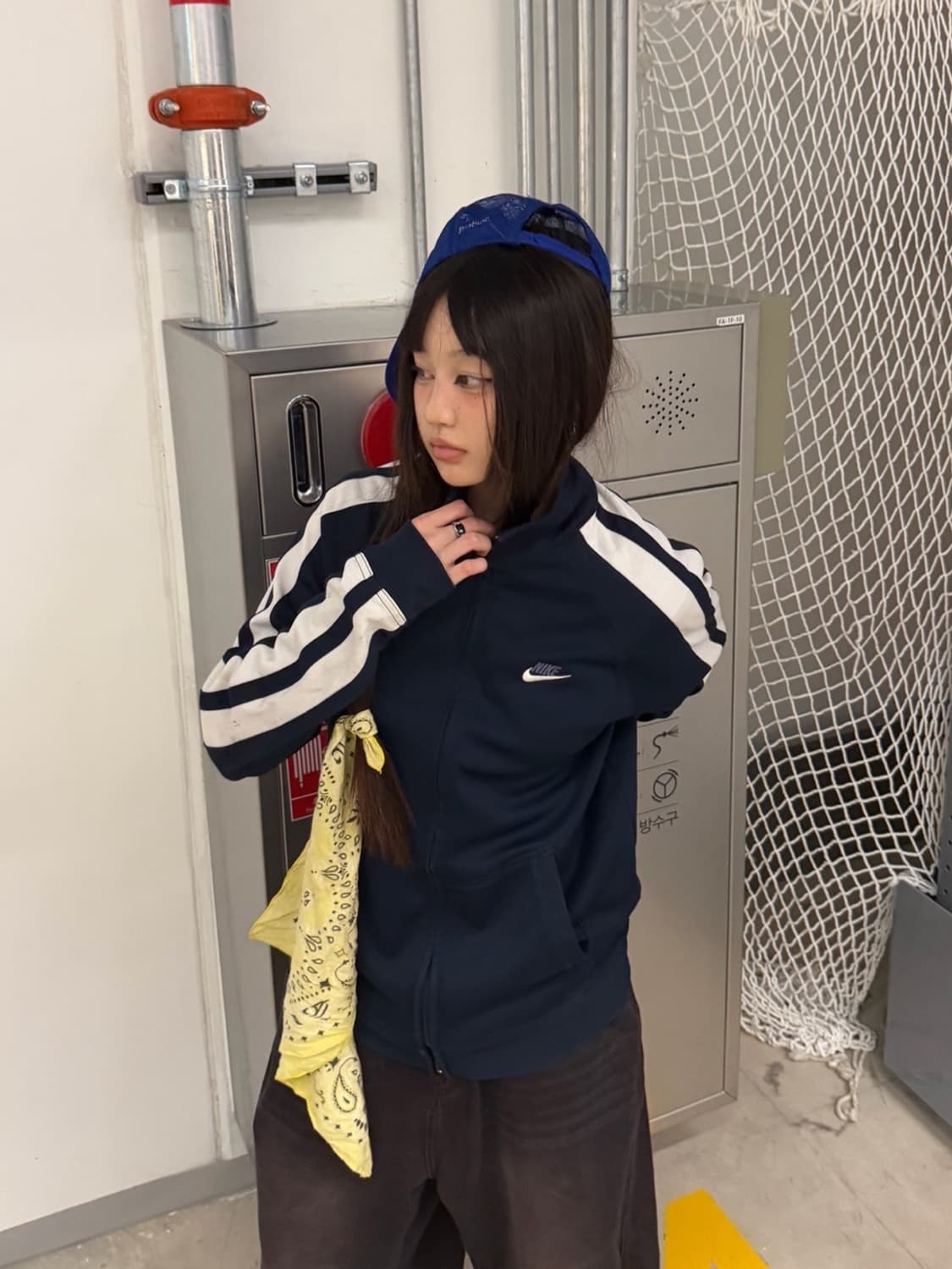 90s NIKE 올드스쿨 네이비 사이드라인 져지 트랙탑 상품이미지1