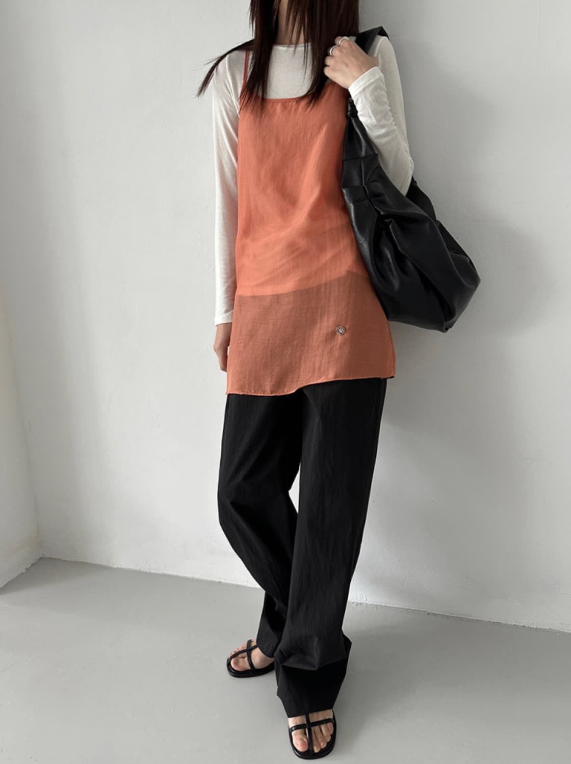 Seethrough Layered Onepiece (Orange) 상품이미지1