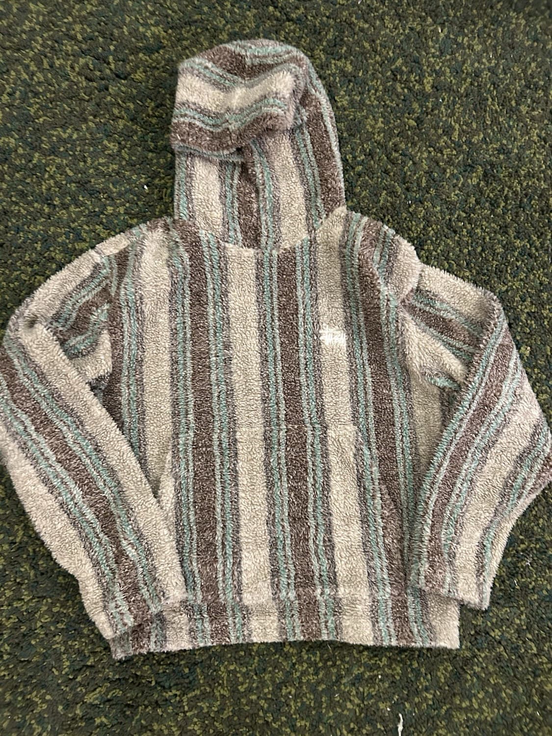 스투시 스트라이프 쉐르파 후드티 상품이미지1