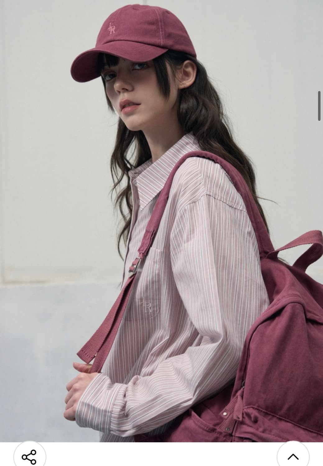 (새상품)(S) 레더리 스몰 로고 스트라이프 코튼 셔츠 [PINK] 상품이미지6