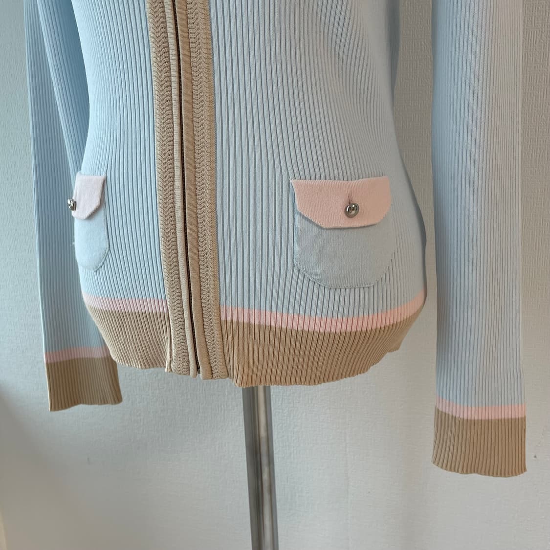 쿠레쥬 골지 니트 집업 파스텔 가디건 상품이미지7