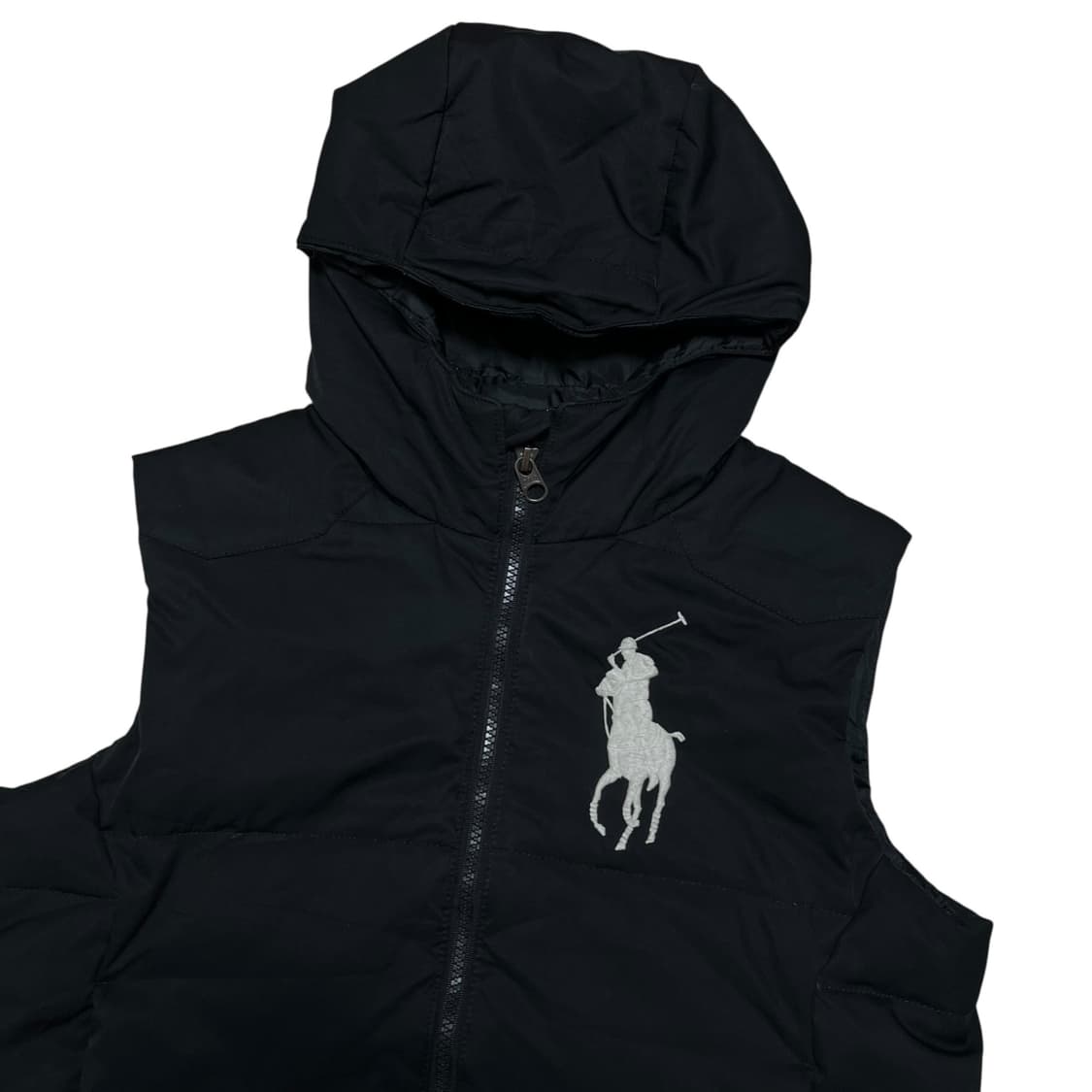 폴로 빅포니 후드 패딩조끼 블랙 상품이미지4