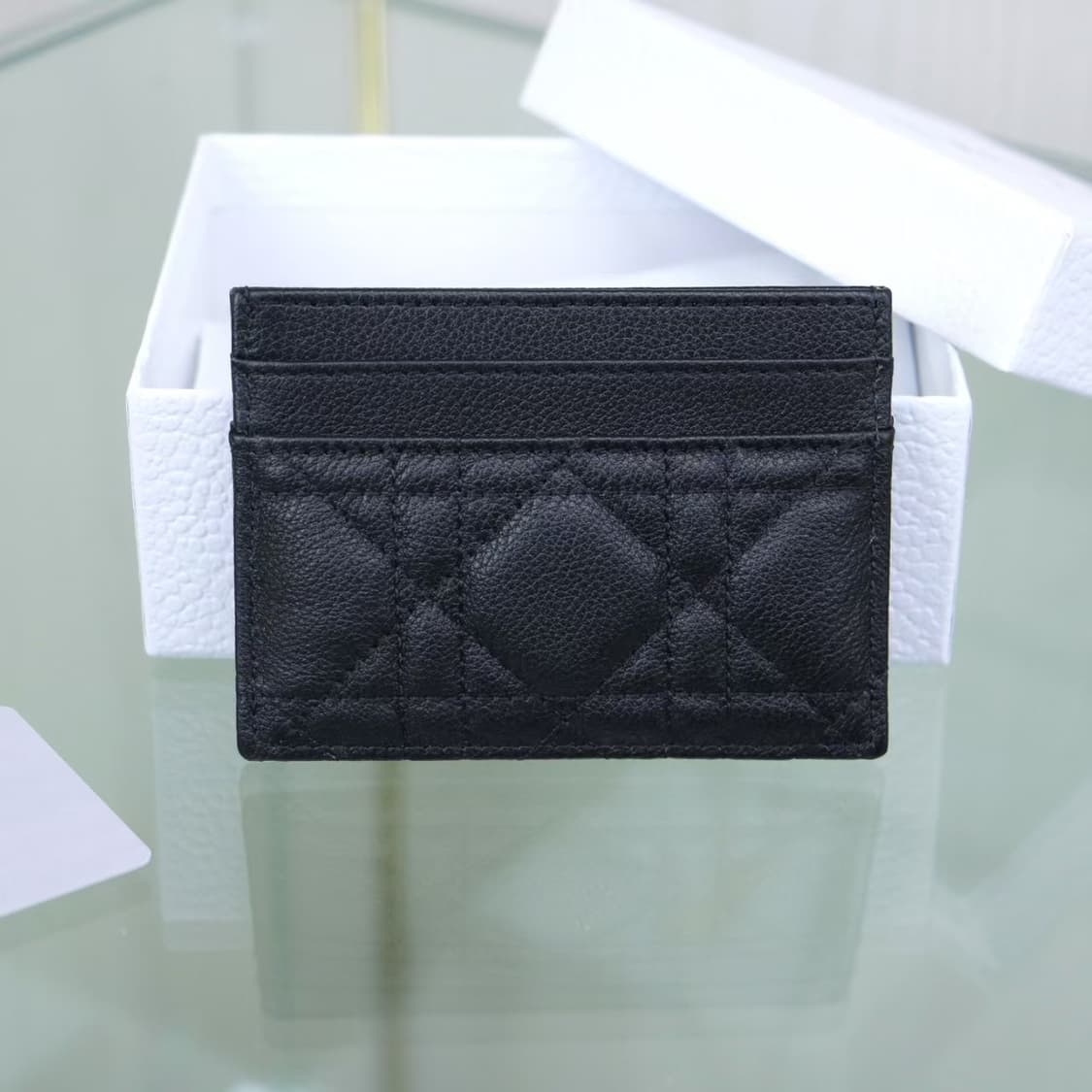디올 카로 5 슬롯 카드 홀더 서플 까나쥬 카프스킨 블랙 상품이미지2