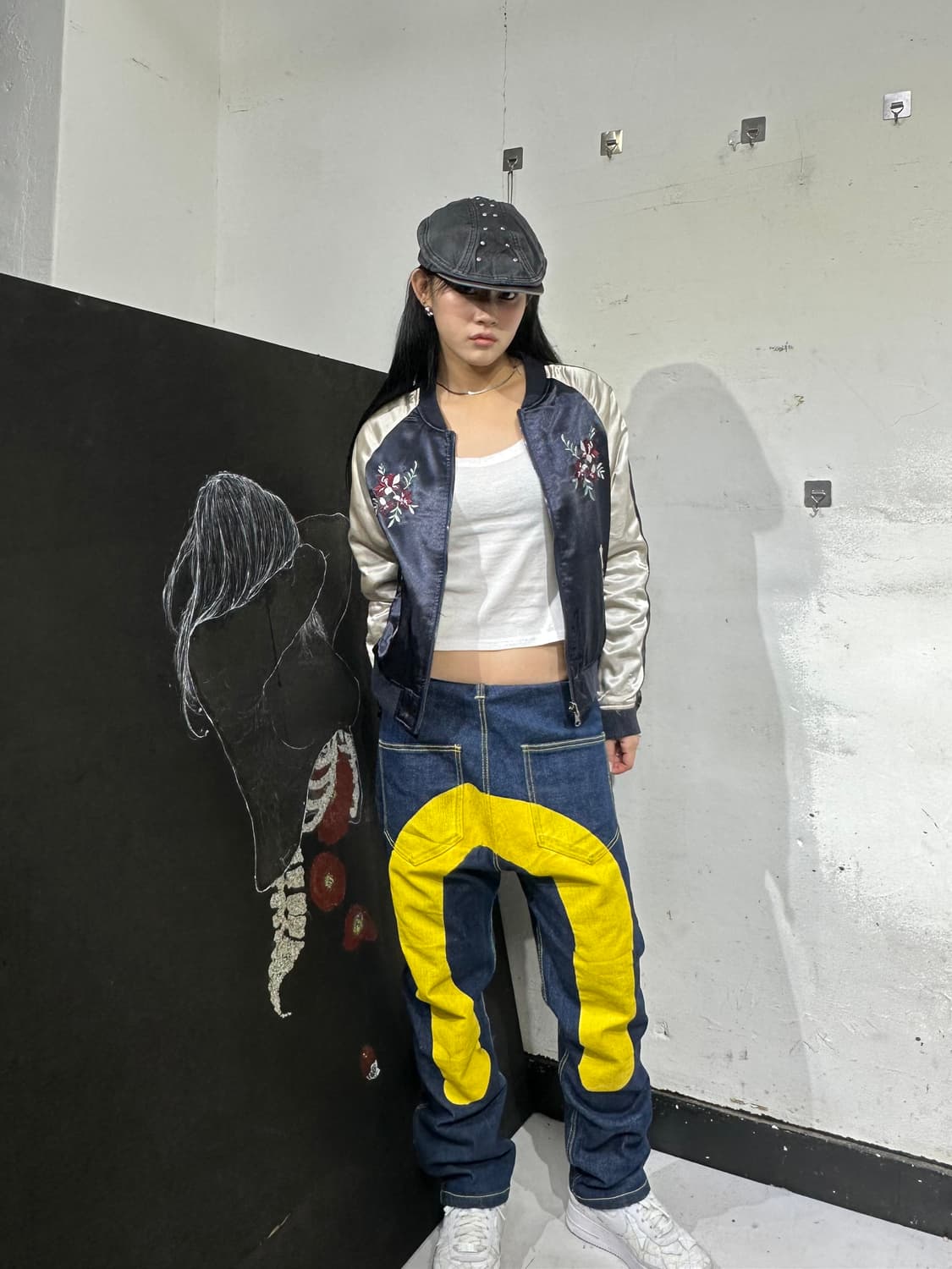 Jpn 일본빈티지 오리엔탈 네이비 카키 양면 스카잔 자켓 상품이미지1