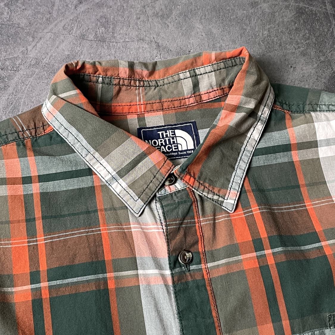 THE NORTH FACE 노스페이스 빈티지 그린 체크 코튼셔츠 상품이미지2