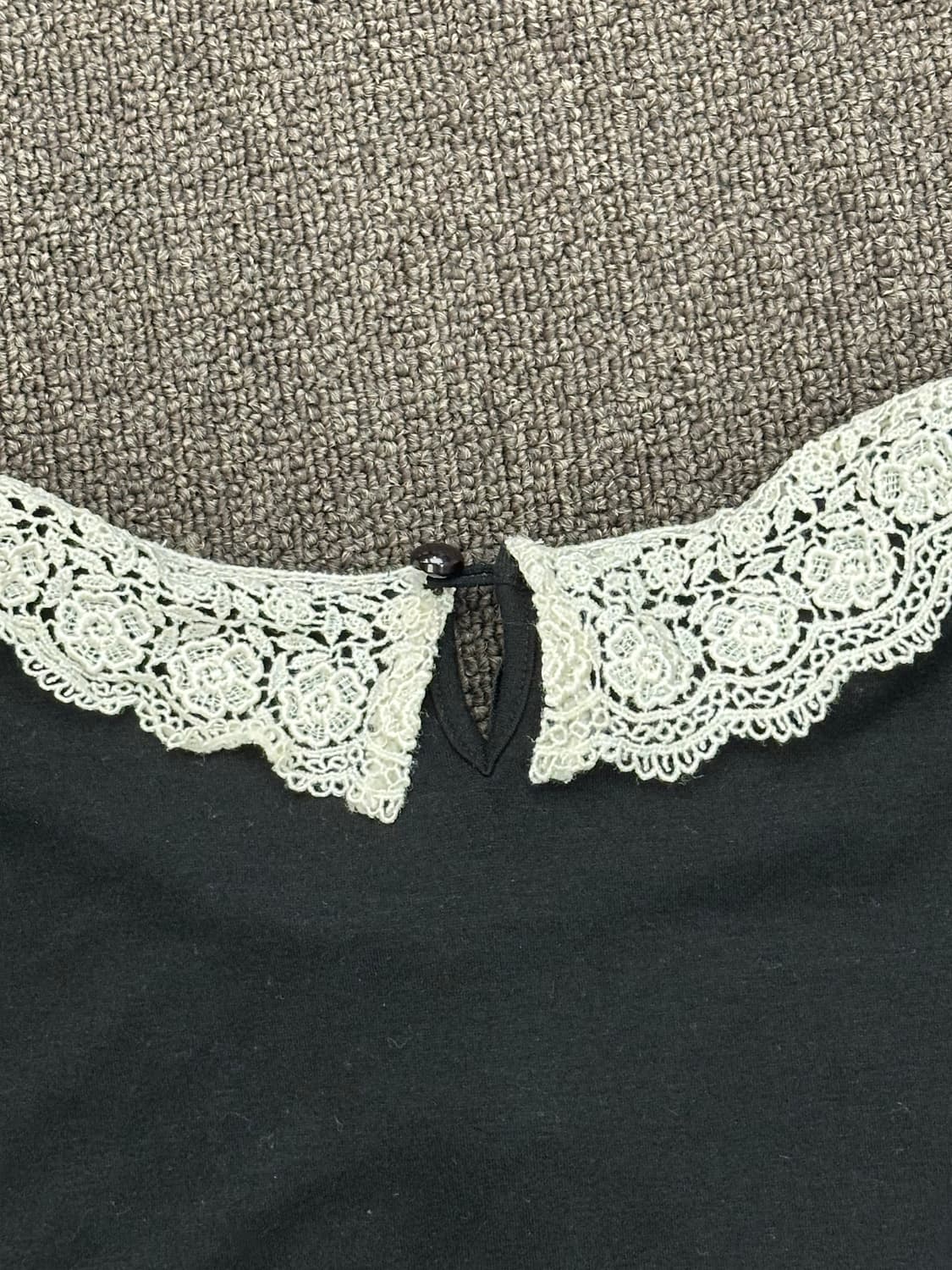 L)Japanese vintage 여성 레이스 리본 디테일 블랙 나시  상품이미지7