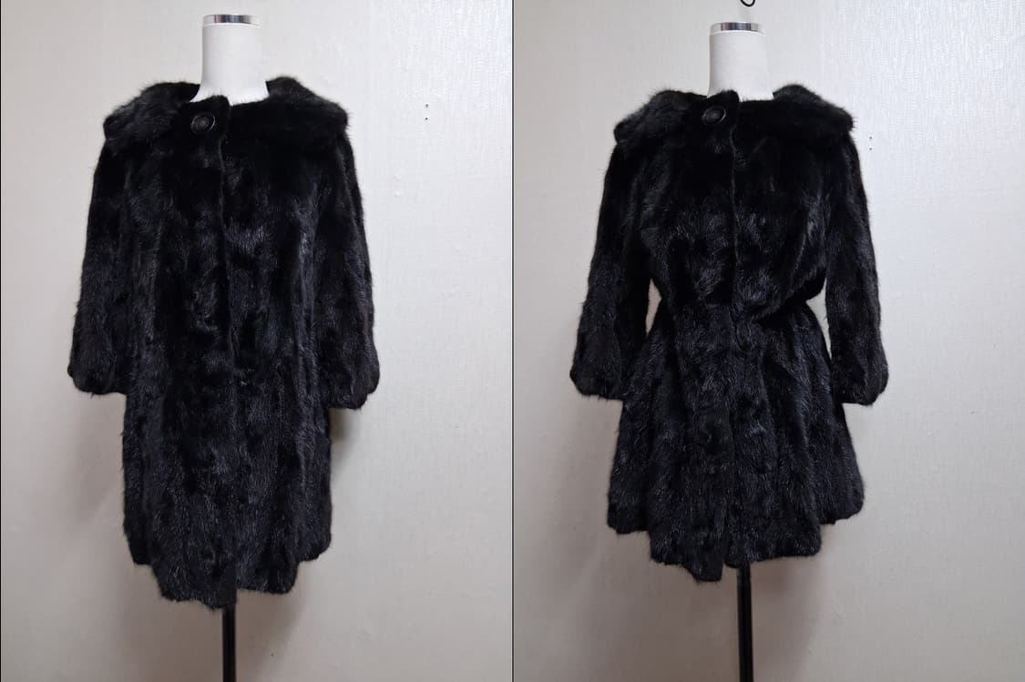 ME SENSE 여성 검정 밍크코트 7부소매 검정밍크반코트 최고의컨디션  상품이미지1
