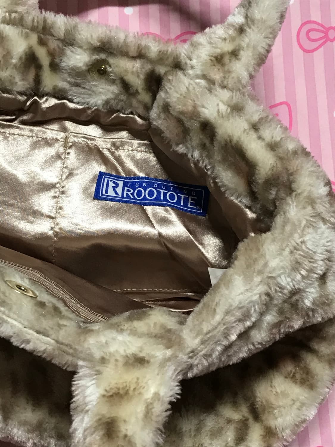 Rootote 핑크 레오파드 퍼 토트백 갸루가방  상품이미지4