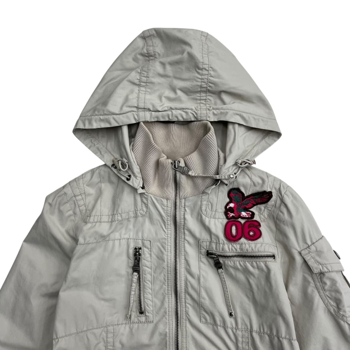 DOHC y2k 핑크패치 아이보리 후드 워크자켓 S 상품이미지4