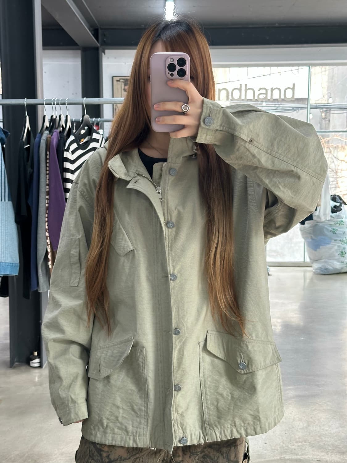 캘빈클라인 라이트카키 윈드브레이커 후드자켓  상품이미지1