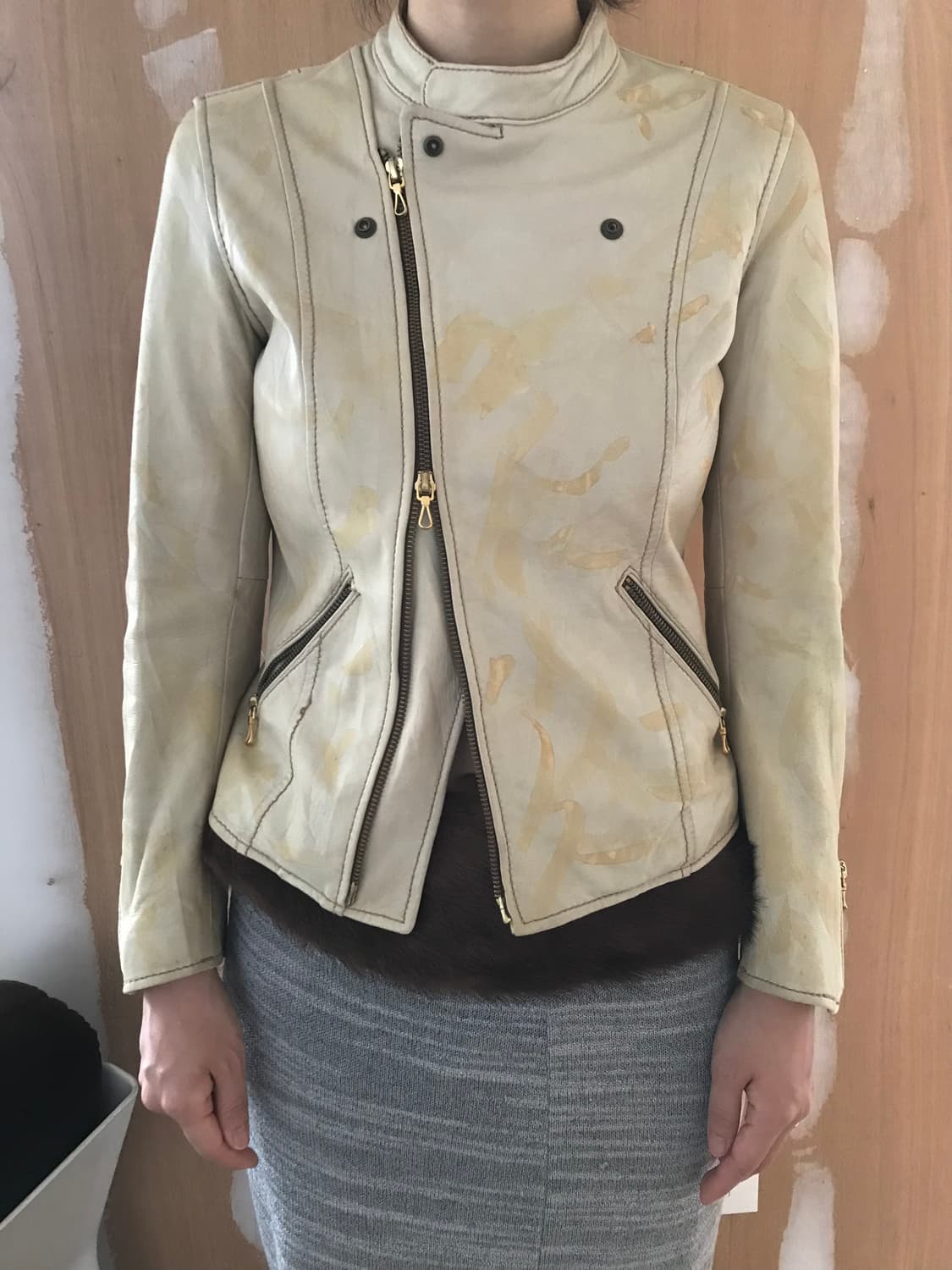 vintage painting leather jacket 상품이미지7