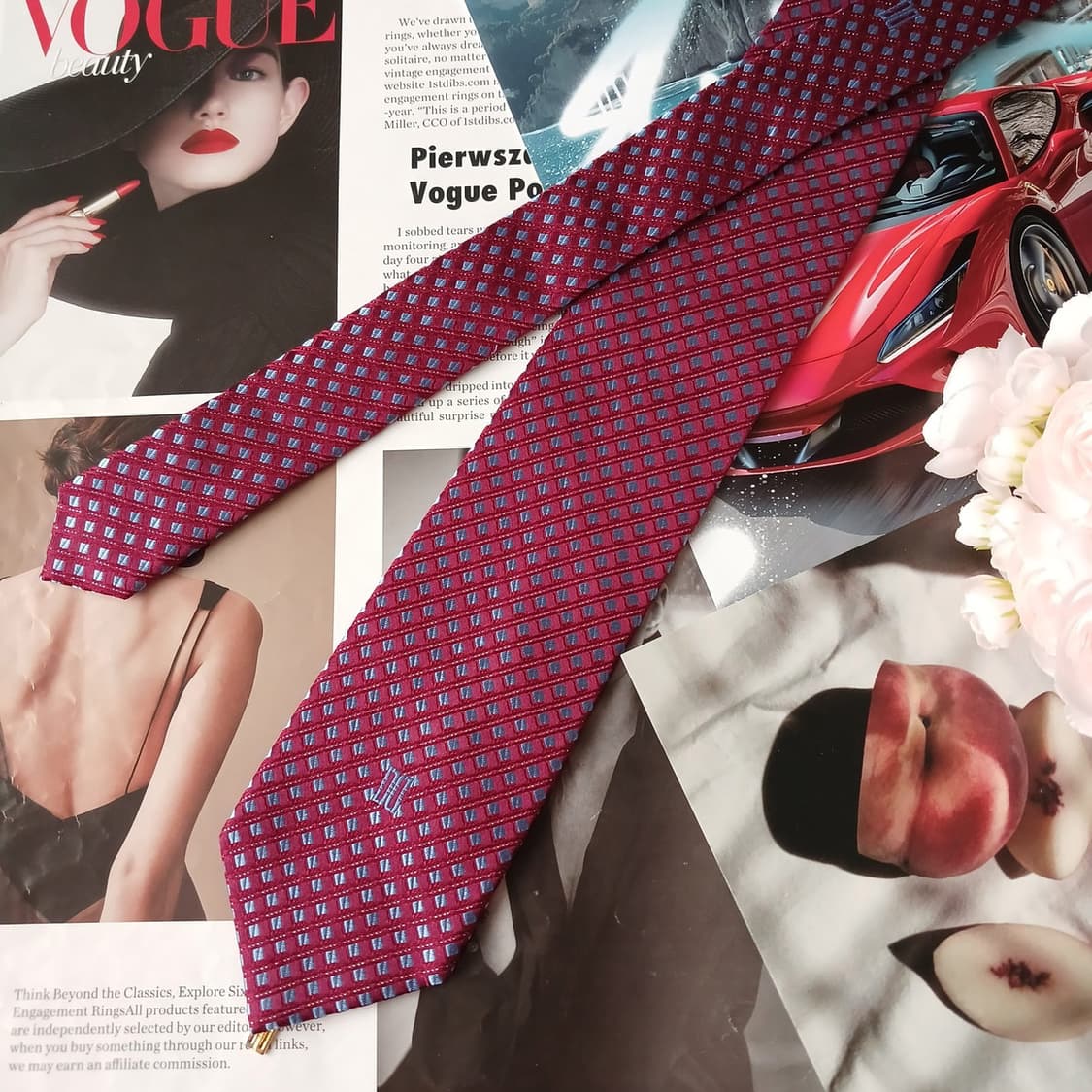 닥스 실크 버건디 패턴 넥타이 8.1cm A+등급 A19401
 상품이미지3