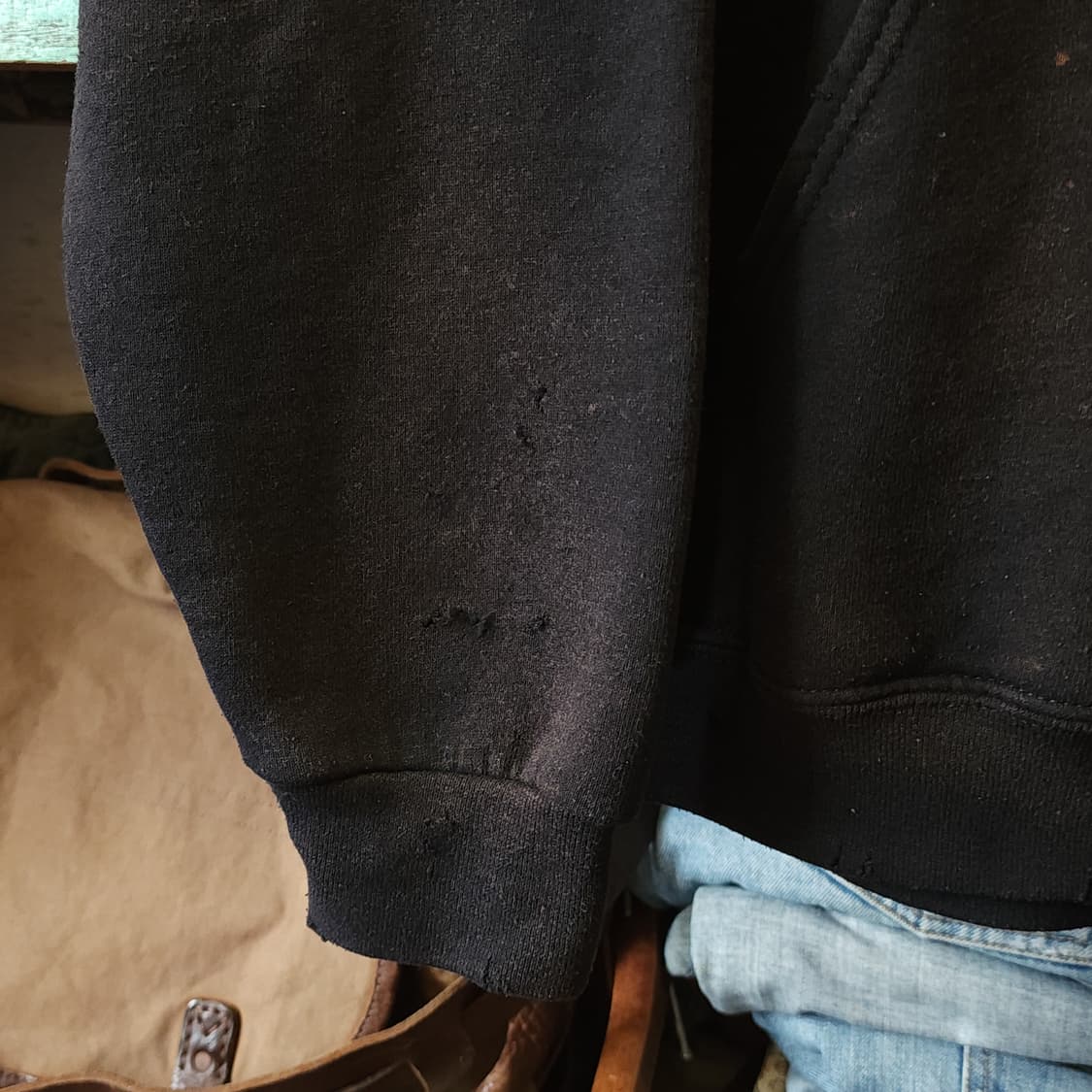 90s 러셀 후드 빈티지 스웻셔츠 러셀 썬페이딩 스노우보드 블랙 L 상품이미지9