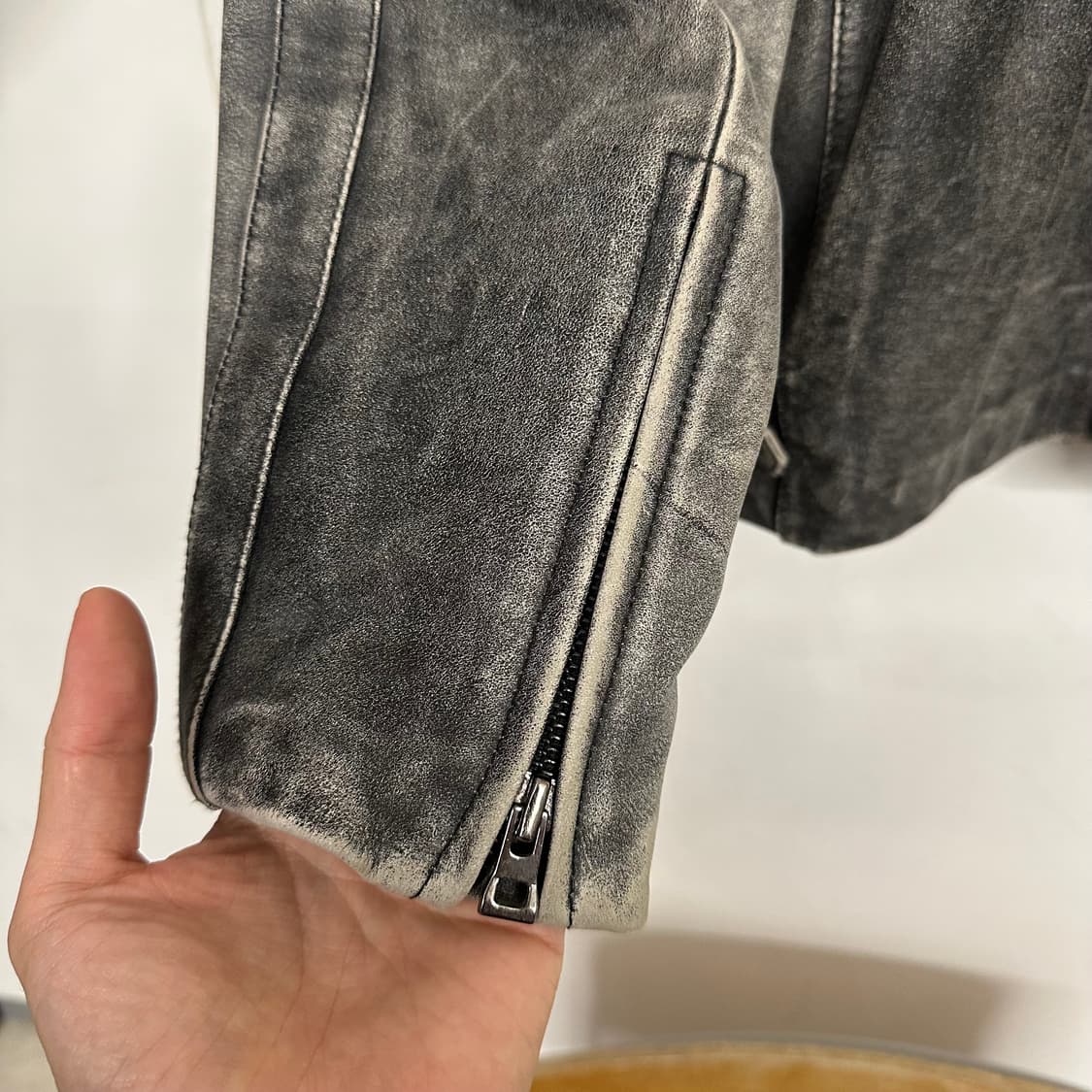 빈티지 워싱 양가죽 바이커 자켓 상품이미지6